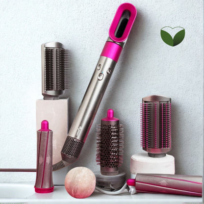 Set completo de secador multifuncional 5 en 1 con accesorios intercambiables para alisar, rizar y dar volumen – Vitalbia